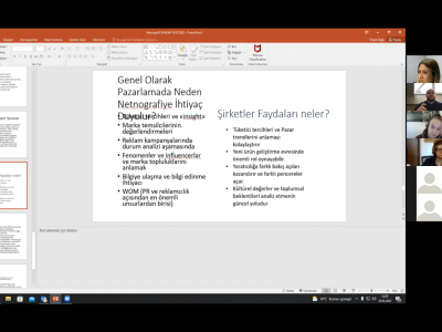 İletişim Fakültesi Seminerleri kapsamında Doç. Dr. Özgül Dağlı "Netnografi ve Diğer Projektif Araştırma Teknikleri" konulu sunum gerçekleştirdi.