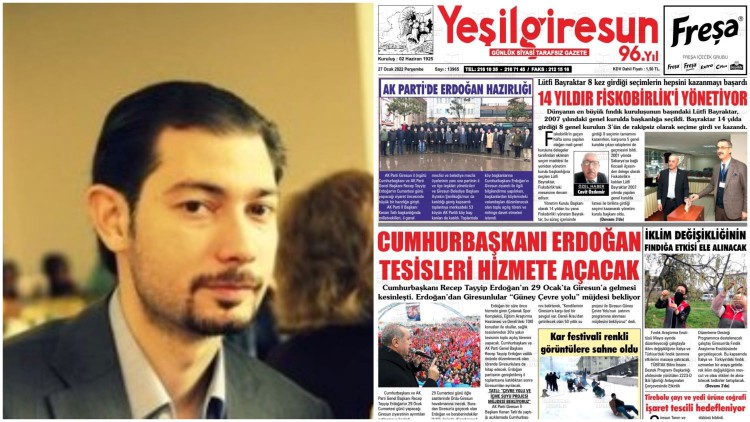 Yeşilgiresun gazetesi genel yayın yönetmeni Egemen Öğütçü: "Yeşilgiresun, Türkiye’nin en eski yerel gazetelerinden birisidir"
